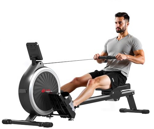 GartistGo Magnetischer Rudergerät mit 16-stufiger Widerstandseinstellung, geräuscharm unter 30 dB, LCD-Trainingsmonitor, platzsparend aufrecht klappbar, Ganzkörper-Rudergerät für Wohnung und Heimgym