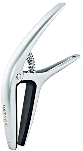 Ortega Guitars Kapodaster Flach & Gewölbt - Aluminium-Legierung Verchromt | Musikinstrument Zubehör, für Gitarre, TWCAPO-CR