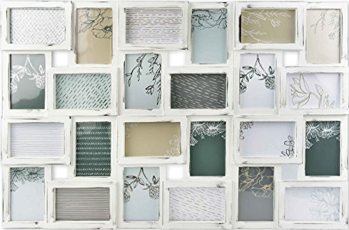 accent by nielsen Bilderrahmen Collage 24 Fotos à 10x15 cm, Weiß Antik, Außenformat: 88,5x57x2,5 cm
