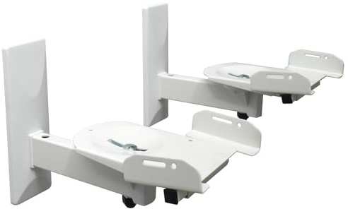 2 stycken väggfästen vita för högtalarboxar lutningsbara svängbara roterbara Modell: BH5W