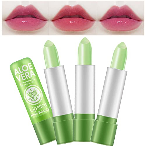 Magic Color Changing Aloe Vera Moisturizing Lipstick Set, BEEXY Temperature Change Long Lasting Lip Balm