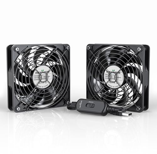 KEYNICE Quiet Dual 120mm USB Fan, 3 Speed Case Fan, DC 5V USB Cooling Fan, PC Fan for AV Receiver DVR PlayStation TV Box Computer Cabinet Cooling