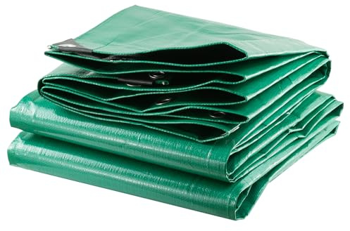 TERRE JARDIN Bâche de Protection Polyéthylène 240 g/m², Extérieur Bâche Imperméable, Ultra Lourde et Résistante, Anti UV - Bâche Bois de Chauffage, Chantier - 6 x 10 - Vert