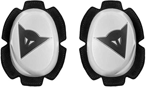 Dainese - Pista Knee Slider, Rodillera de Poliuretano para Moto, Rodilleras para Moto, Contacto Uniforme con Pista y Asfalto, Deslizadera para Moto con Cierre de Velcro, Blanco/Negro
