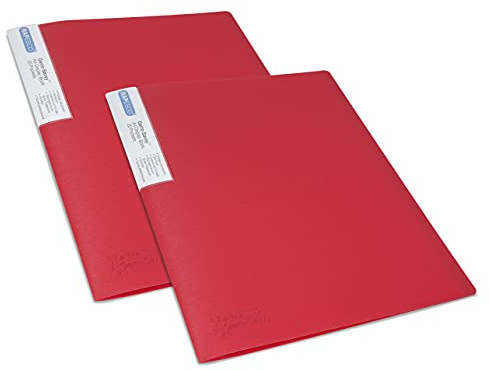 Rapesco 1674 Presentationsmapp med Antibakteriellt Skydd, 20 Fickor, A4, Röd, 2-Pack