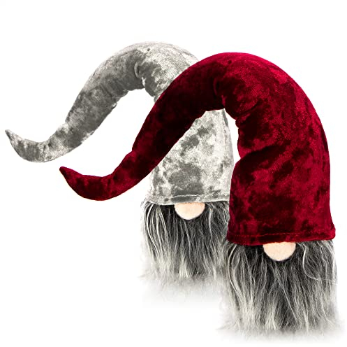 com-four® 2X gnomi Natalizi Premium per Decorazioni Natalizie, Figura di Nano Invernale - Cappello a Punta - Troll Decorativi scandinavi - Gnomo Svedese con Barba e Lungo Cappello Invernale