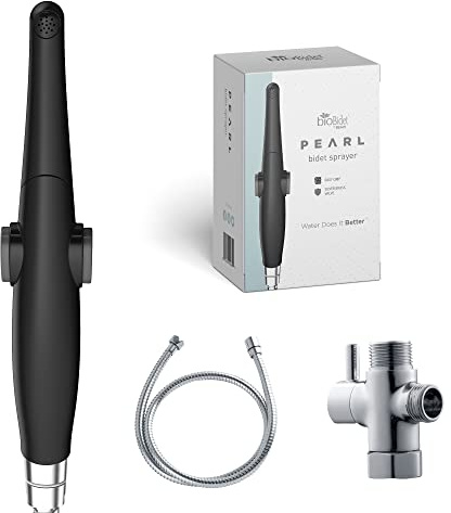 Bio Bidet by Bemis Pearl Handheld Bidet Sprayer Toilet Attachment Posterior & Feminine Wash with Stainless Steel Hose & Mount Kit, Black