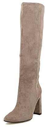 QUEEN HELENA Stivali Alti al Ginocchio a Punta Eleganti Casual con Tacco Semplici Comodi Senza Chiusura Donna K2010 (K2028 Khaki, numeric_36)