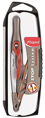 Maped - Compass et boussole universelle + crayon - Système breveté de verrouillage - Lignes parfaites - Boussole pour enfants à partir de 10 ans, Métal