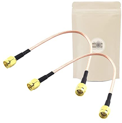 Adaptout 2X Cable antenne SMA male male 25 cm coaxial plaqué or blindé jumper 3G 4 G LTE