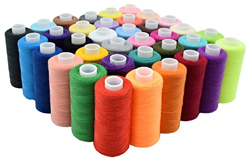 Nähgarn-Set, 36 Farben, Polyester, 400 Meter pro Spule, für Handnähen, Sticken, Reisen und Heimwerken