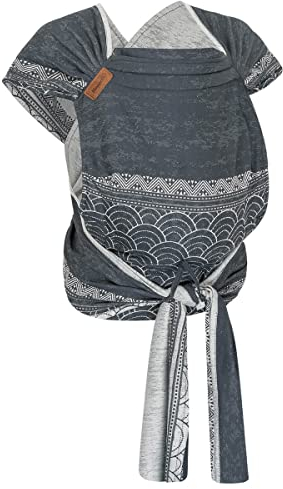 Hoppediz Hop-Tye Advanced - 4-in-1 Babytrage für Neugeborene ab Geburt - Halfbuckle Tragehilfe mit Tuchträgern - mitwachsend bis 20 kg - Design Sapporo