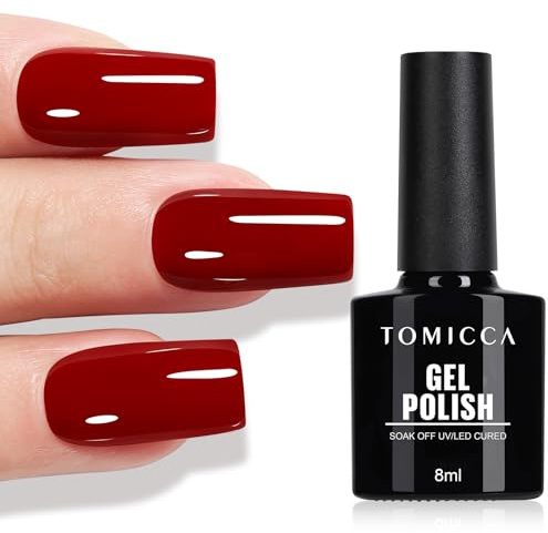 TOMICCA UV Nagellack Rot Farben, 8ml Gel Nagellack, UV LED Soak Off Manicure Gel Lacquer Varnish