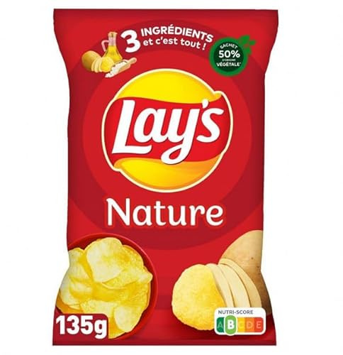 LAY'S - Lote de 4 chips naturales (135 g)