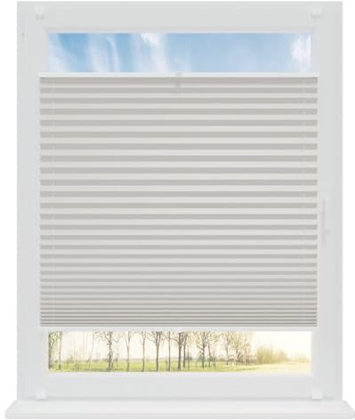 RENA Plissee ohne Bohren Rollos für Fenster | Faltrollos für Fenster & Tür | Plisseerollo nach Maß Verdunkelung | Fenster Rollos für Innen | Jalousie Stahl 85x80 cm