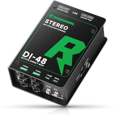 Direct Box with Dual 1/4” High-Impedance Stereo Inputs Di Boxes Support For Guitar/Bass Instruments Premium Direct Injection Active Di Box For Thru & XLR Outputs (Active Di Box)