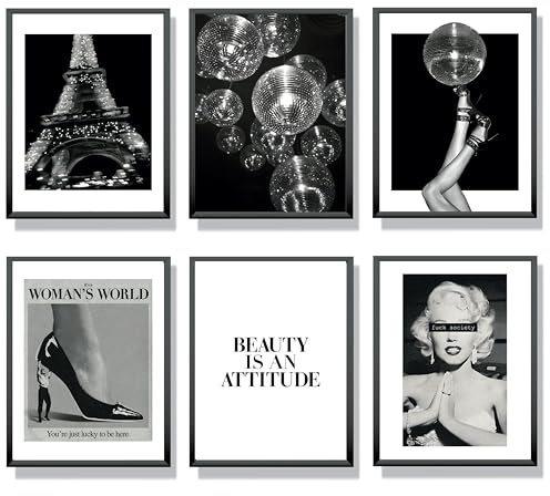 Winund Set de 6 affiche decoration murale 30x40 cm – posters mode luxe et affiche vogue sans cadre – poster mural vintage et moderne pour salon, chambre ou bureau – décoration murale chic