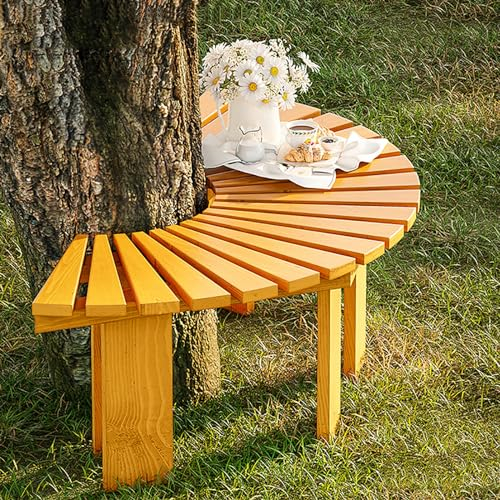 XGQXZWC Gartenbank, Baumbank, Umwickelbare Baumbank, Gebogene Holzbänke, Starke, Wetterfeste Outdoor-Bänke mit Glatter Oberfläche, Terrassen-Gartenbank, Parkbank, Tragkraft: 300 Kg (Size : 1PCS-Yello