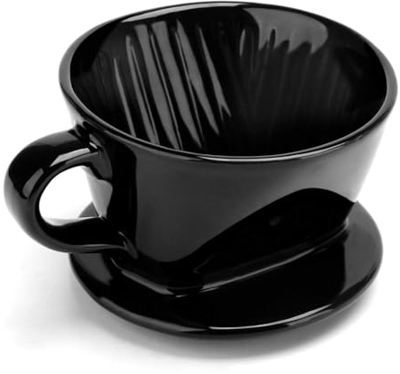 Rordigo Kaffeefilter, schwarzer Keramik-Kaffeetropfer, 1 Stück, wiederverwendbarer Filterhalter, S