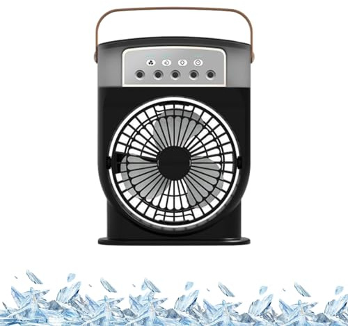 Ventilador enfriador de aire portátil, enfriador de aire con ventilador de hielo, ventilador de refrigeración por congelación con sistema de refrigeración por hielo, ventilador de ráfaga, mini ventila