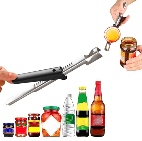 DAFUWENG Effortless - Apriscatole regolabile in acciaio inox, multifunzionale, non scivolante, per anziani e mani deboli (2024 nuovo, nero)