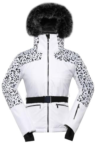 ALPINE PRO OLADA Damen Modische Skijacke Mit Kapuze, Stretch Snowboard Jacke Mit Pelz, Winterjacke Mit Schneefang, Wasserdichte Und Atmungsaktive Outdoorjacke Für Wandern Und Berge