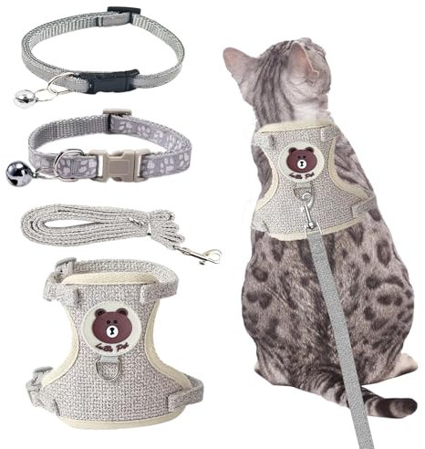 MOSTFUN Katzengeschirr mit Leine Ausbruchsicher,Verstellbares Katzengeschirr Ausbruchsicher Weichem und Atmungsaktivem Mesh,Katzenleine Geschirr für Katzen und Kleine Hunde Outdoor Training (S)