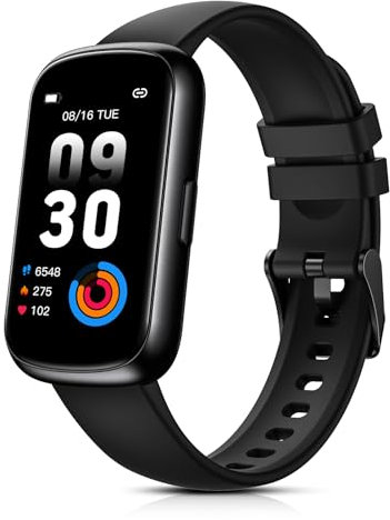 TIFOZEN Fitness Tracker för kvinnor män, smart klockarmband med puls dygnet runt, syre och sömnövervakare, kalorier, stegspårare, stegräknare, 3 ATM vattentät aktivitetsmätare för Android iOS, svart