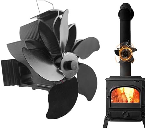 Lnhgh Ventilatore da forno per legno, ventilatore a legna non elettrico, 5 fogli, accessori per stufa a legna, ventilatori silenziosi per a legna
