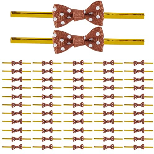 GORGECRAFT 100 Stück Schleifen Aus Band Zum Binden 3cm Mini Verpackungsschleife Mit Eisendraht Bindeband Aus Polyester Vorgefertigte Bonbontüten Geschenkverpackung Schleife Für Brottüten Kekse Süßigk
