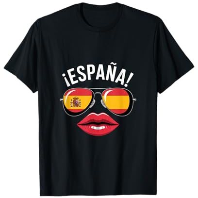 Arte inspirado en España con llamativos colores de bandera y labios rojos Camiseta
