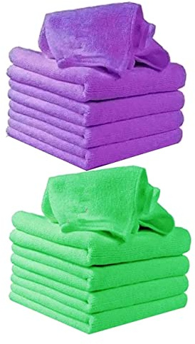 BESPORTBLE 16 Stück Nano Saugfähige Mikrofaser Handtücher Weiche Waschhandschuhe 25x25cm Reise und Stillhandtücher Strapazierfähiges Polyester Grün und Lila