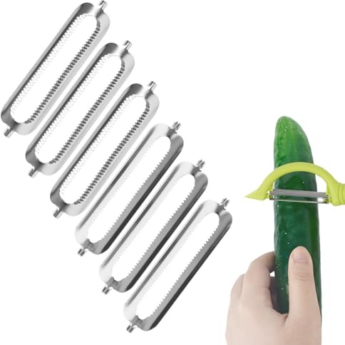 6 Stück Schäler Ersatzklinge für Tupperware Sparschäler,Ersatzklingen für Sparschäler Tupper,Gezahnte Klinge,Spargelschäler, Kartoffelschäler, Orangenschäler,Ideal Bei Gemüse und Früchten,5,6 cm