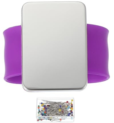 PATIKIL Magnetisk nål kudde handled, magnetisk synål hållare med kulhuvud quiltning nålar stift armband för sömnad flätning quiltning hårklämmor, lila