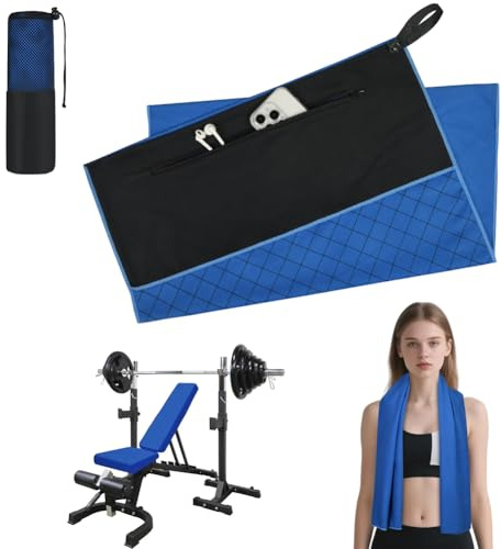 AUYAO Telo Fitness, 50x130cm, Uomo Donna Asciugamano Sportivo Rapida Asciugatura e Versatile, Asciugamano Microfibra Palestra, con Borsa portaoggetti, Asciugamano Palestra Fitness per Panca Palestra