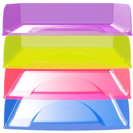 Exacompta Set de 4 corbeilles à courrier Combo Styli Crystal 4 couleurs