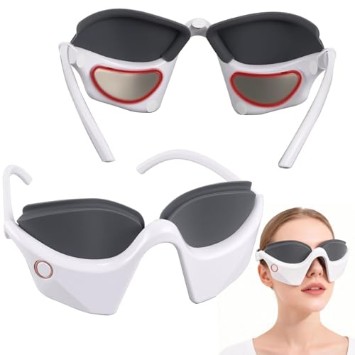 yeeplant Masajeador eléctrico de ojos con máscara de silicona, dispositivo de terapia recargable debajo de los ojos, calefacción y vibración manos libres, apagado automático, uso en la oficina en casa