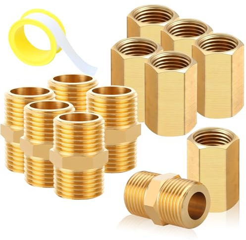 Lot de 12 douilles doubles en laiton 3/8 et manchon, filetage hexagonal, AG/IG