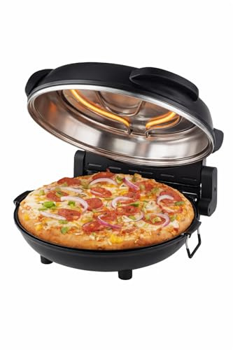 ELTA Pizzaofen Mini Back Ofen - Pizzamaker - Pizza Ofen - 32 cm - extra großes Sichtfenster mobiler elektrischer Holzofen Napoli 1200 W - bis 360°C - Ober- und Unterhitze