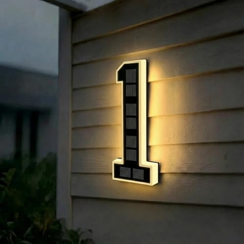 Targa Numero Civico Solare LED – Insegna Indirizzo Moderna per Esterni, Sensore Crepuscolare, Impermeabile IP65, Effetto 3D Flottante, Finitura Nero Opaco – 3 Misure Disponibili(1-Nero,12cm)