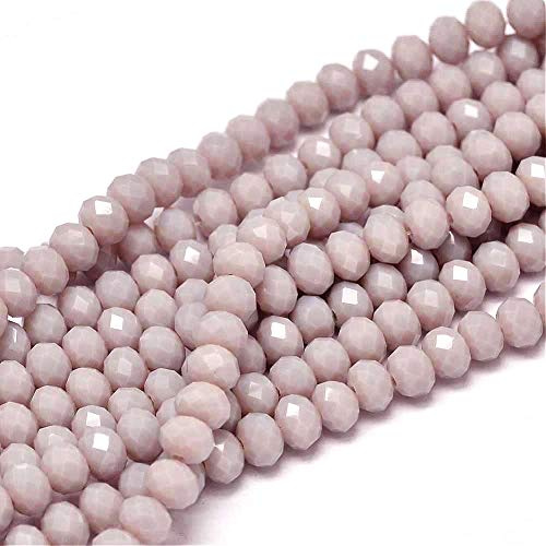 Perlin 20 Stk Jade Perlen Halbedelstein Schmuckperlen für Kette Armband Ring 6 x 4 mm Frosted Grau Rondelle Facettiert Opak