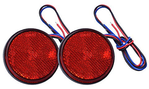 HEHEMM Feux Remorque LED, Feu Arriere Remorque 2PCS Feux LED Feu de Freinage Réflecteur Rond LED Feu de Gabarit LED 12V pour Camion de Moto Automobile (Rouge)