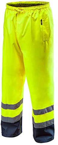 NEO TOOLS Warnschutz Regenhose EN ISO 20471 Warnschutzhose mit Reflektionsstreifen Warnhose orange Neon gelb Arbeitshose Sicherheitshose XXL Neongelb