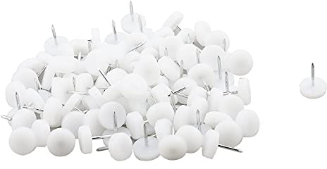 Antrader 100-Pack 5/8 Dia. Nail-on Nylon Furniture Slider Glides,White