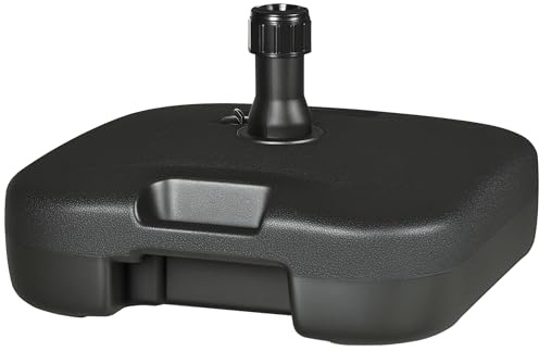 Outsunny Sonnenschirmständer Schirmständer Schirmhalter befüllbar mit Sand Wasser abgerundete Ecken HDPE-Kunststoff Schwarz 46 x 45 x 26 cm bis zu 30 kg Netto Gewicht 1,6Kg