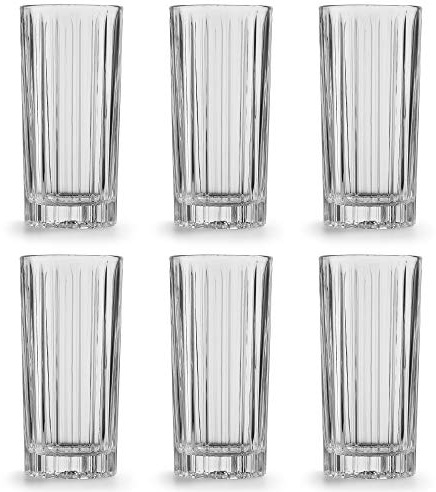 Libbey Flashback Highball Glasses - 470ml / 47cl - Pack of 6 - Dishwasher Safe - Solid Glass - Classic Vintage Design