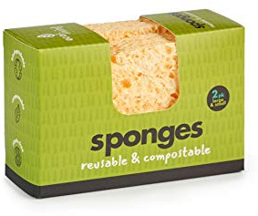 Eco Living COMPOSTABLE Wavy Sponge-Standard-Pack of 2, Yellow, Multi