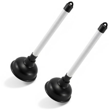 Sink Plunger for Unblocking (Pack of 2) Light Weight and Powerful Sink Drain Unblocker 100mm (4 inch) Sink Drainer with 225mm (9 inch) Plastic Handle Diameter, White/Black