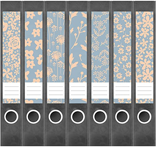 Etiketten für Ordner | Deko 31 Muster Mix | 7 Aufkleber für schmale Ordnerrücken | Selbstklebende Design Ordneretiketten Rückenschilder