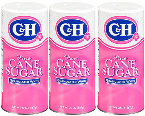 C&H® Granulated Sugar, 20 oz Canister Premium Pure Cane Sugar (Pack of 3)